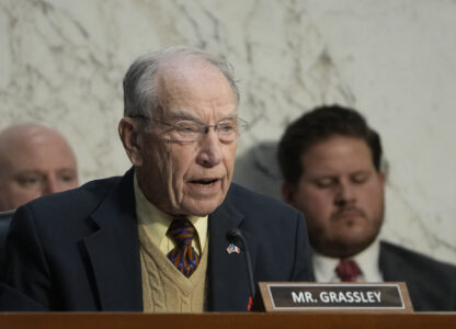 FILE - Sen. Chuck Grassley, R-Iowa, asks questions of FBI Director Christopher Wray during a Senate Judiciary Committee oversight hearing on Capitol Hill in Washington, Tuesday, Dec. 5, 2023. (AP Photo/Susan Walsh, File)