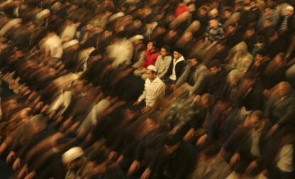 FILE - Worshippers perform a night prayer called 'Tarawih' during the eve of the first day of the Muslim holy fasting month of Ramadan in Turkey at the Hagia Sophia mosque in Istanbul, Turkey, Wednesday, March 22, 2023. (AP Photo/Emrah Gurel, File)