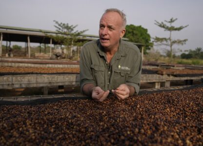 Ian Paterson, managing director of Equatoria Teak, a sustainable agro-forestry company, speaks during an interview with The Associated Press near Nzara, South Sudan on Saturday, Feb. 15, 2025. (AP Photo/Brian Inganga)