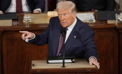 President Donald Trump addresses a joint session of Congress at the Capitol in Washington, Tuesday, March 4, 2025. (AP Photo/Ben Curtis)